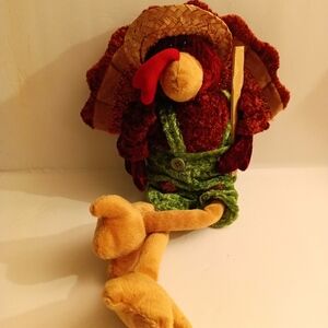 Dan Dee Collector's Thanksgiving Turkey Plush Shelf Sitter Farmhouse Country